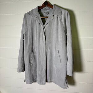 Collection Light Gray Sueded Material Hidden Button Jacket Size Large